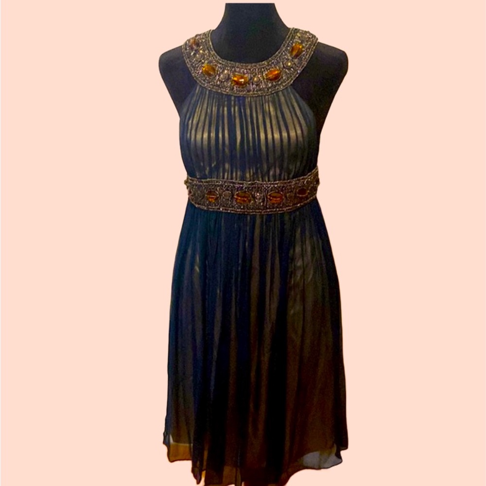 Vintage Silk Beaded Dress in a beautiful cocoa color. NWT. Size 12.